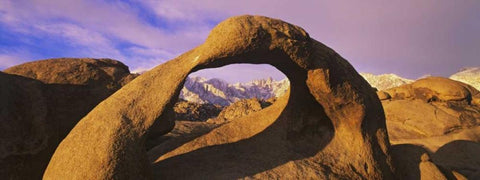 CA, A natural arch in the Alabama Hills White Modern Wood Framed Art Print with Double Matting by Flaherty, Dennis
