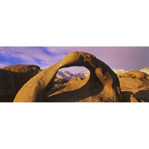 CA, A natural arch in the Alabama Hills Gold Ornate Wood Framed Art Print with Double Matting by Flaherty, Dennis