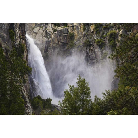 CA, Yosemite View of the Cascades waterfall Black Modern Wood Framed Art Print by Flaherty, Dennis