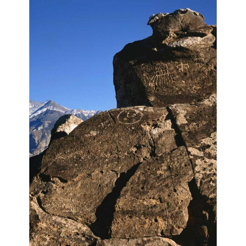 California Great Basin Abstract petroglyphs Black Modern Wood Framed Art Print by Flaherty, Dennis