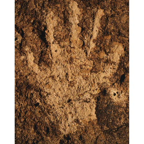 CA, Owens Valley, Bishop Prehistoric handprint White Modern Wood Framed Art Print by Flaherty, Dennis