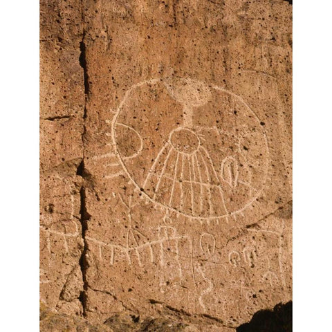 California, Owens Valley, Curvilinear petroglyphs Gold Ornate Wood Framed Art Print with Double Matting by Flaherty, Dennis