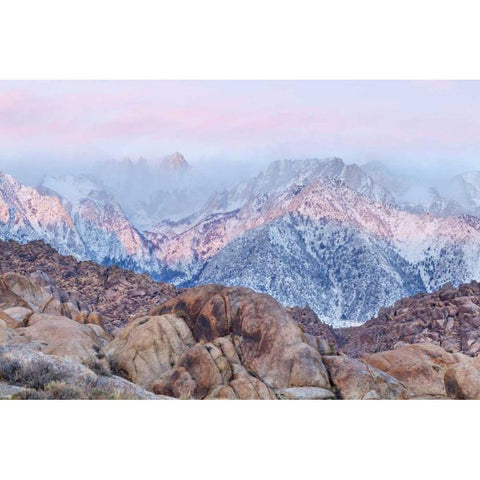 California, Lone Pine Sunrise on Mount Whitney Black Modern Wood Framed Art Print by Paulson, Don