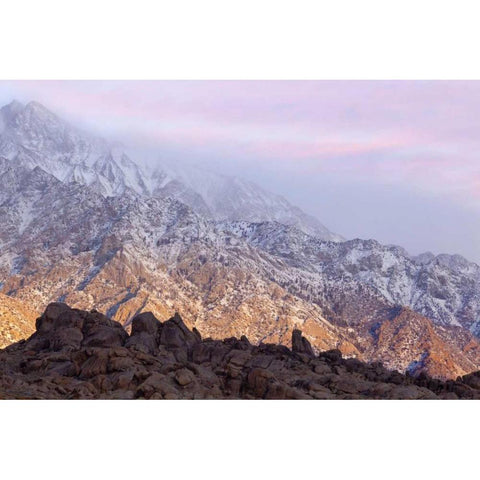 California, Lone Pine Sunrise on Sierra Mts Black Modern Wood Framed Art Print by Paulson, Don
