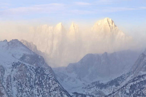 California, Lone Pine Sunrise on Mount Whitney White Modern Wood Framed Art Print with Double Matting by Paulson, Don