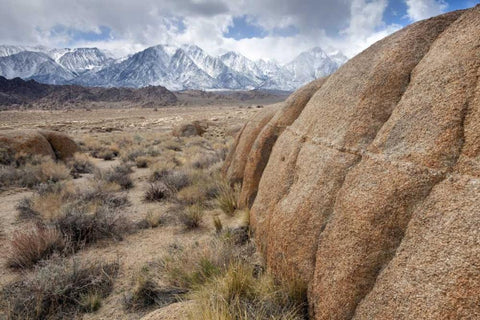 California, Lone Pine Alabama Hills and Sierras White Modern Wood Framed Art Print with Double Matting by Paulson, Don