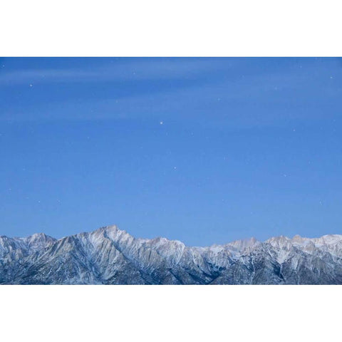 CA, Lone Pine Stars over snowy mountains White Modern Wood Framed Art Print by Paulson, Don