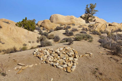 CA, Joshua Tree NP Stone heart pattern White Modern Wood Framed Art Print with Double Matting by Paulson, Don