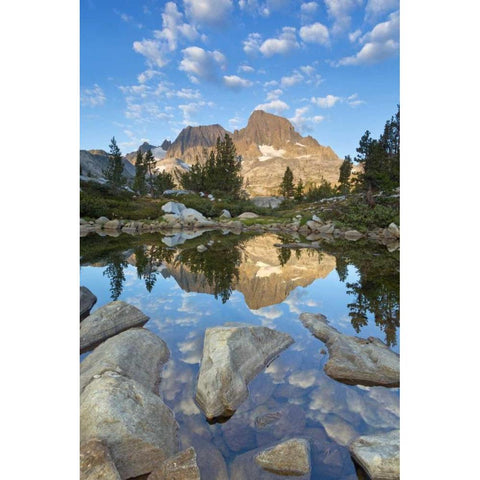 California, Inyo NF Rocky shore of Garnet Lake Gold Ornate Wood Framed Art Print with Double Matting by Paulson, Don