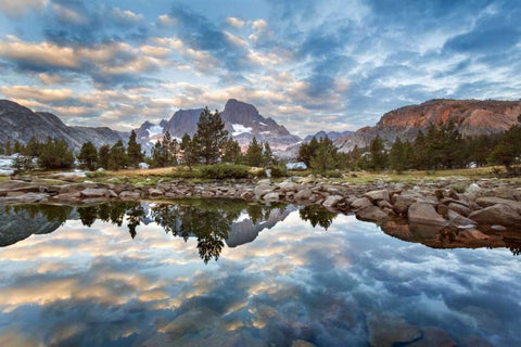 California Mountains reflect in Garnet Lake Black Ornate Wood Framed Art Print with Double Matting by Paulson, Don