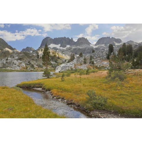 CA, Inyo NF The Minarets and Ediza Lake White Modern Wood Framed Art Print by Paulson, Don