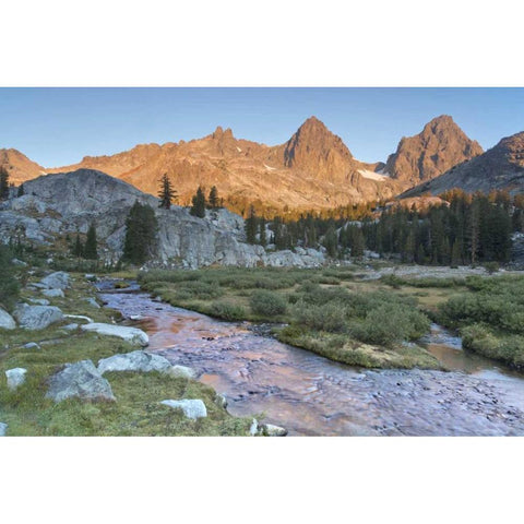 CA, Inyo NF Feeder stream entering Ediza Lake Black Modern Wood Framed Art Print with Double Matting by Paulson, Don