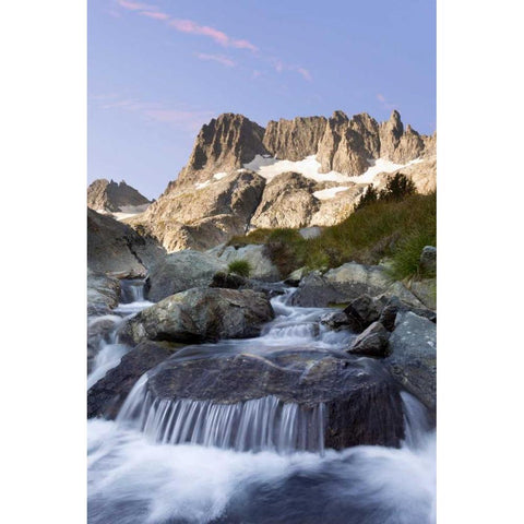 CA, Inyo NF The Minarets and rapids in a stream Black Modern Wood Framed Art Print with Double Matting by Paulson, Don
