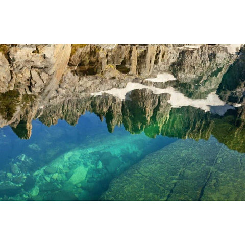 CA, Inyo NF Minarets reflected in Iceberg Lake Black Modern Wood Framed Art Print with Double Matting by Paulson, Don