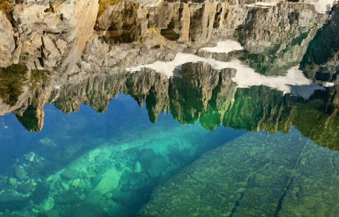 CA, Inyo NF Minarets reflected in Iceberg Lake White Modern Wood Framed Art Print with Double Matting by Paulson, Don