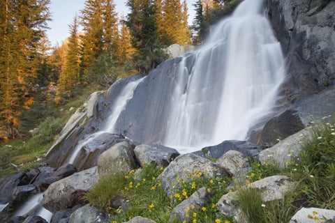 California, Inyo NF Waterfall near Ediza Lake White Modern Wood Framed Art Print with Double Matting by Paulson, Don