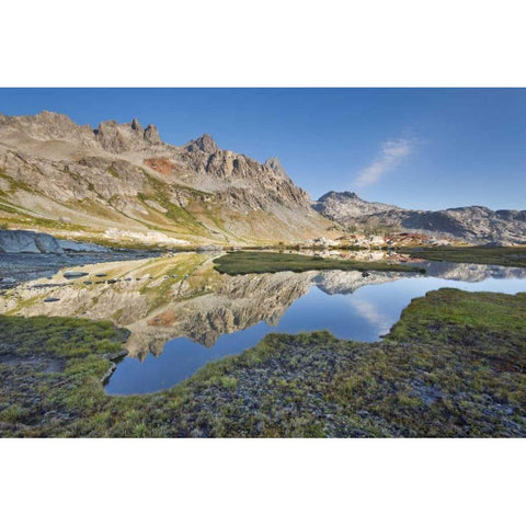 California, Inyo NF Tarn above Ediza Lake Black Modern Wood Framed Art Print with Double Matting by Paulson, Don