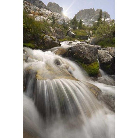 California, Inyo NF Stream flowing to Ediza Lake Black Modern Wood Framed Art Print with Double Matting by Paulson, Don