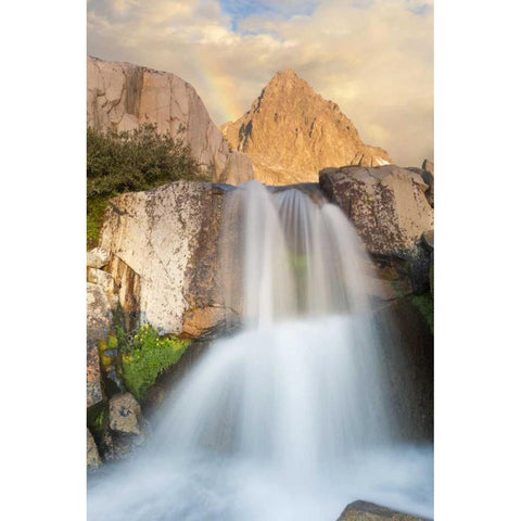 California, Inyo NF Waterfall below Mount Ritter Black Modern Wood Framed Art Print with Double Matting by Paulson, Don