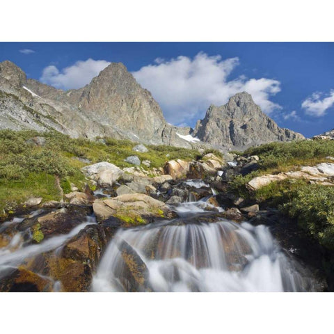 CA, Inyo NF Waterfalls below Mount Ritter White Modern Wood Framed Art Print by Paulson, Don