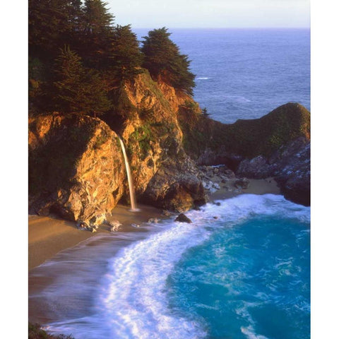 CA, Julia Pfeiffer Burns Waterfall on the coast White Modern Wood Framed Art Print by Talbot Frank, Christopher