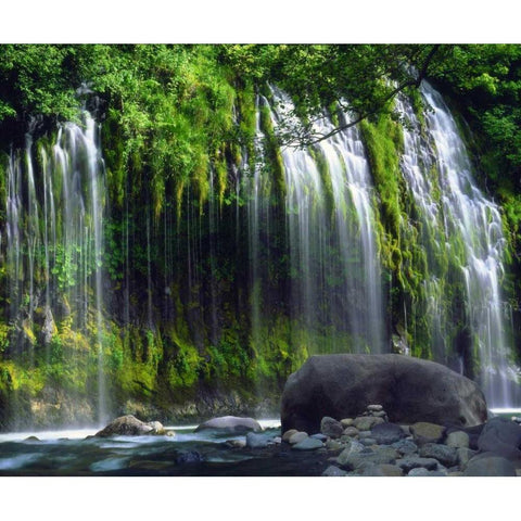 CA, Mossbrae waterfall and the Sacramento River Black Modern Wood Framed Art Print by Talbot Frank, Christopher