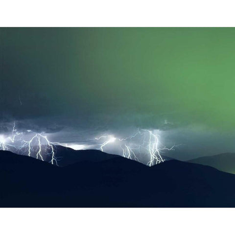 California, San Diego, Lightning over Mt Miguel Black Modern Wood Framed Art Print by Talbot Frank, Christopher