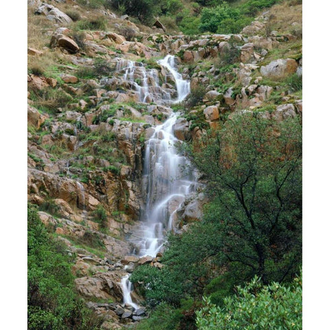 CA, San Diego, Mission Trails Park A waterfall Gold Ornate Wood Framed Art Print with Double Matting by Talbot Frank, Christopher