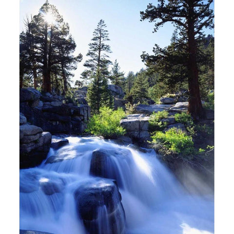CA, Sierra Nevada A waterfall in the High Sierra Black Modern Wood Framed Art Print by Talbot Frank, Christopher