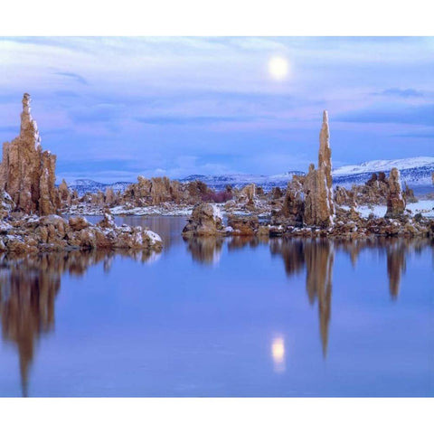 CA Full Moon over Tufa Formations on Mono Lake Black Modern Wood Framed Art Print by Talbot Frank, Christopher