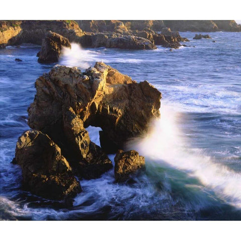 CA, Waves breaking on the Coast Black Modern Wood Framed Art Print by Talbot Frank, Christopher