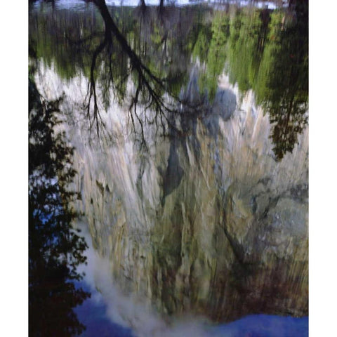 CA, Yosemite El Capitan and the Merced River White Modern Wood Framed Art Print by Talbot Frank, Christopher