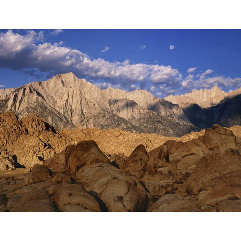 CA, Lone Pine Lone Pine Peak and Mt Whitney Gold Ornate Wood Framed Art Print with Double Matting by Flaherty, Dennis