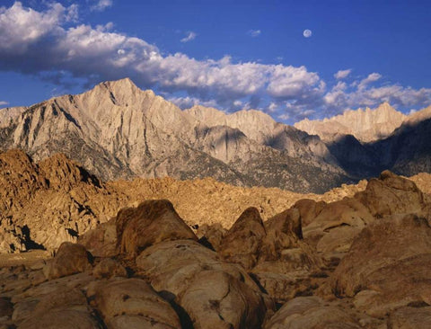 CA, Lone Pine Lone Pine Peak and Mt Whitney Black Ornate Wood Framed Art Print with Double Matting by Flaherty, Dennis