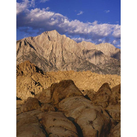 CA, Lone Pine Lone Pine Peak and Mt Whitney Black Modern Wood Framed Art Print with Double Matting by Flaherty, Dennis