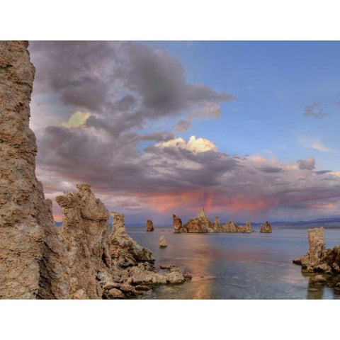 CA Sunset reflection on clouds over Mono lake Gold Ornate Wood Framed Art Print with Double Matting by Flaherty, Dennis