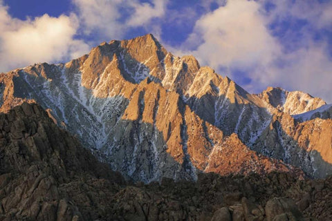 CA, Sunrise on Mt Whitney view from Alabama Hills Black Ornate Wood Framed Art Print with Double Matting by Flaherty, Dennis