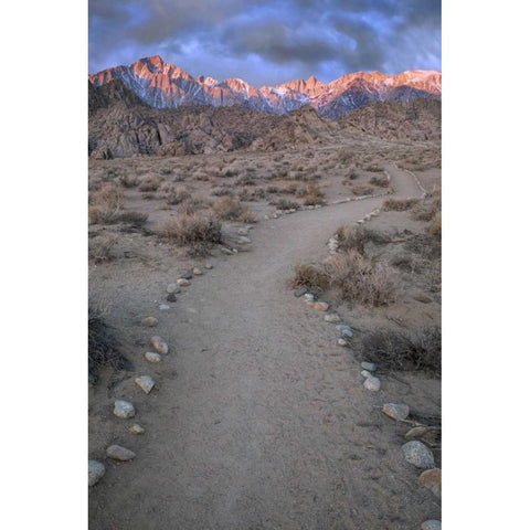 CA, Sunrise on Lone Pine Peak and Mt Whitney Black Modern Wood Framed Art Print with Double Matting by Flaherty, Dennis