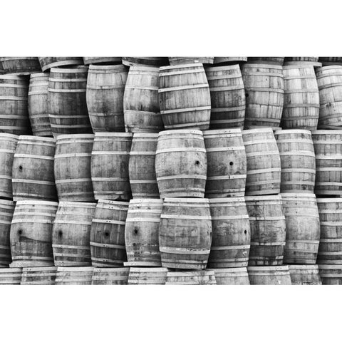 CA, San Luis Obispo Co, Stack of wine barrels White Modern Wood Framed Art Print by Flaherty, Dennis