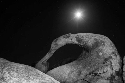 CA, Sierra Nevada Moonrise in the Alabama Hills White Modern Wood Framed Art Print with Double Matting by Flaherty, Dennis