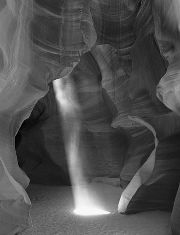 Arizona Sunbeam in Antelope Canyon White Modern Wood Framed Art Print with Double Matting by Flaherty, Dennis