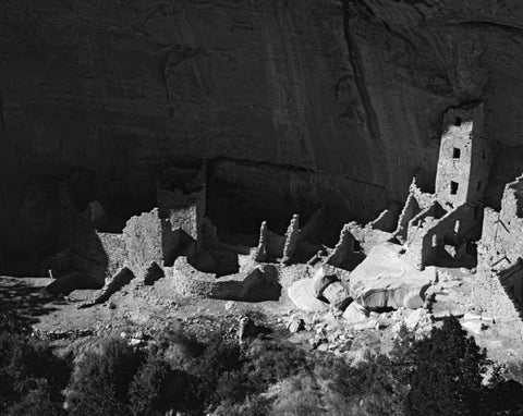 Colorado, Mesa Verde NP Square Tower House ruin Black Ornate Wood Framed Art Print with Double Matting by Flaherty, Dennis