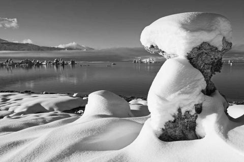 USA, California, Mono Lake Snow-covered tufa White Modern Wood Framed Art Print with Double Matting by Flaherty, Dennis