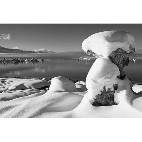 USA, California, Mono Lake Snow-covered tufa Black Modern Wood Framed Art Print by Flaherty, Dennis