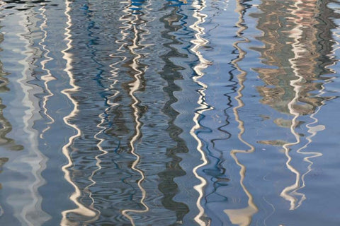 CA, San Diego Abstract water reflection of boats White Modern Wood Framed Art Print with Double Matting by Paulson, Don