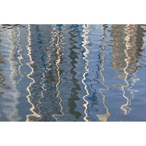 CA, San Diego Abstract water reflection of boats Black Modern Wood Framed Art Print by Paulson, Don