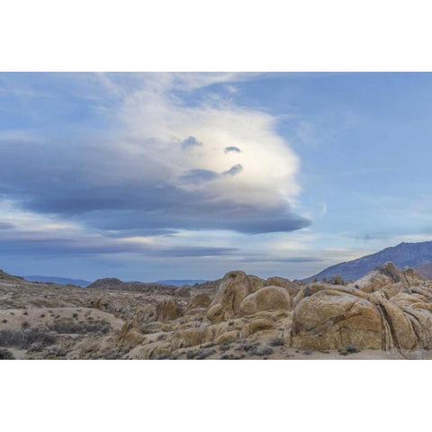 CA, Sierra Nevada Clouds over the Alabama Hills White Modern Wood Framed Art Print by Paulson, Don
