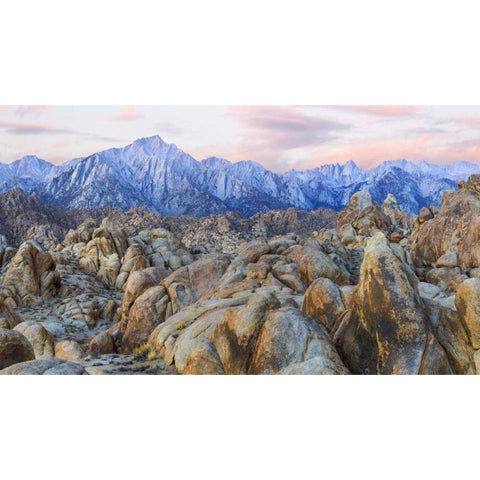 CA, Alabama Hills Panoramic of landscape Black Modern Wood Framed Art Print by Paulson, Don