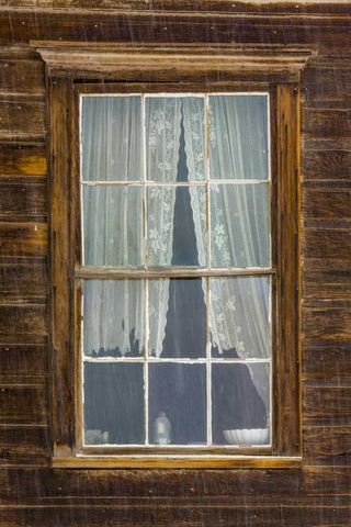 USA, California, Bodie Close-up of window White Modern Wood Framed Art Print with Double Matting by Paulson, Don