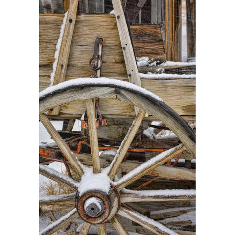 USA, California, Bodie Close-up of wagon wheel White Modern Wood Framed Art Print by Paulson, Don